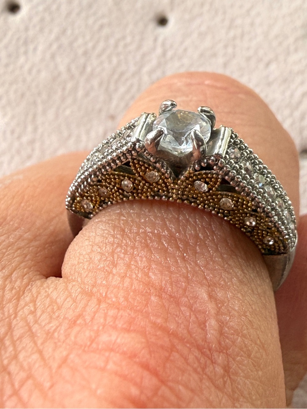 Silver Tone Clear Stone Statement Ring - Women's Jewelry Sz8